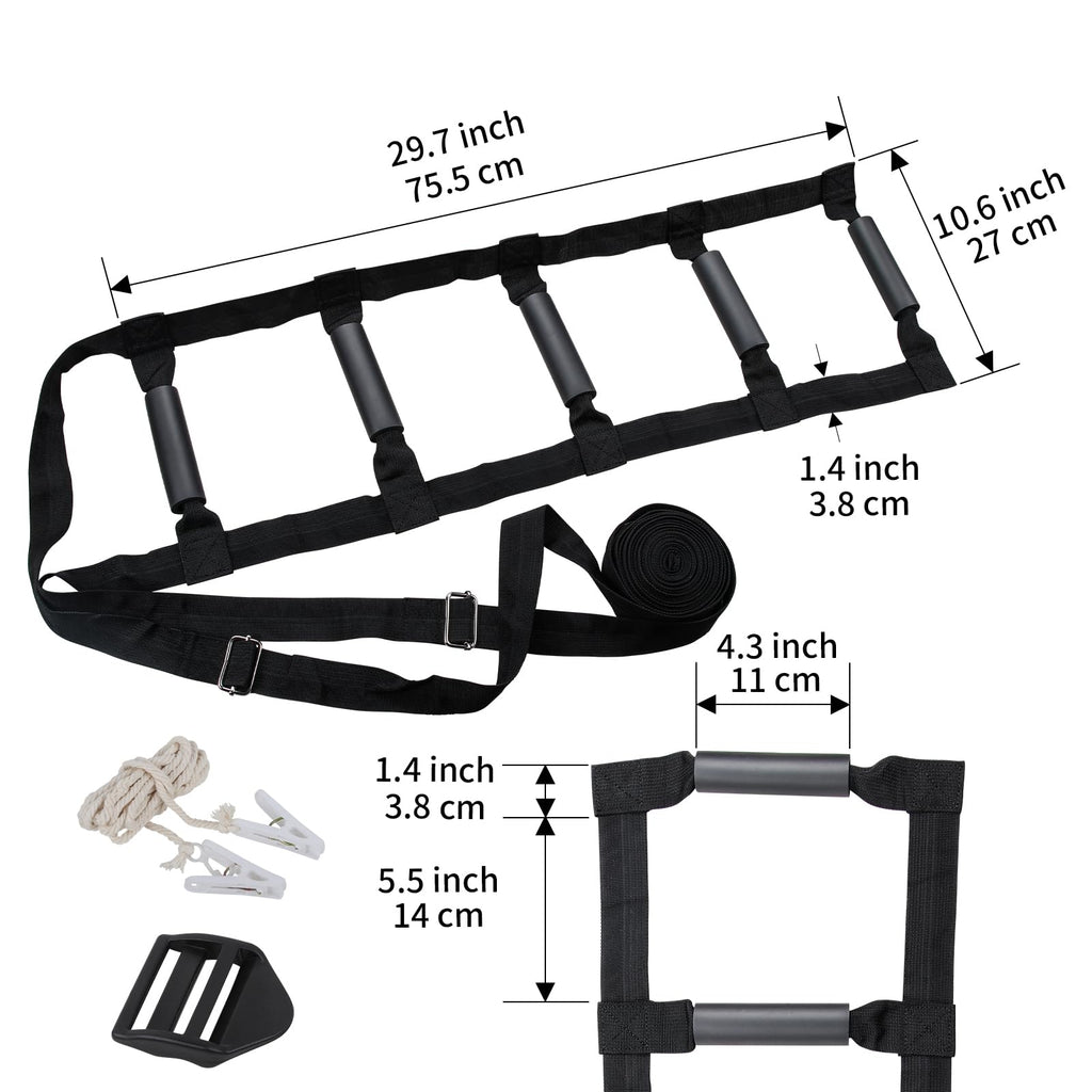 Bed Ladder Assist 160 Inch, Munzong Black Pull Up& Sit Up Assist Device, Assistive Bedside Straps w/ 5 Handle, Portable Rope Beds Ladder Helper for Elderly Senior Injury Handicap Patient Pregnant(4 m)