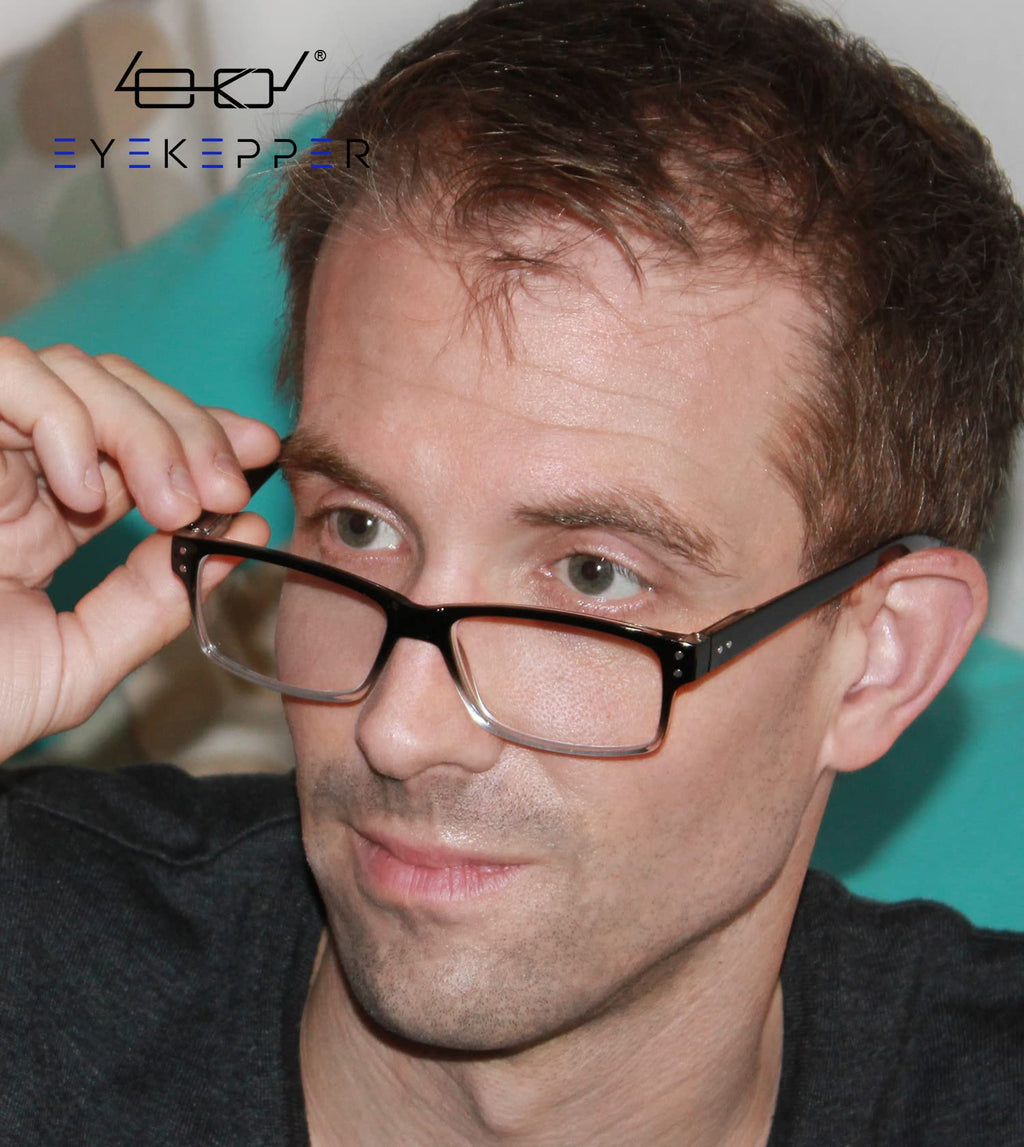 Eyekepper Vintage Reading Glasses for Men - 5 Pack Spring Hinges Classic Readers - Black Frame +1.50