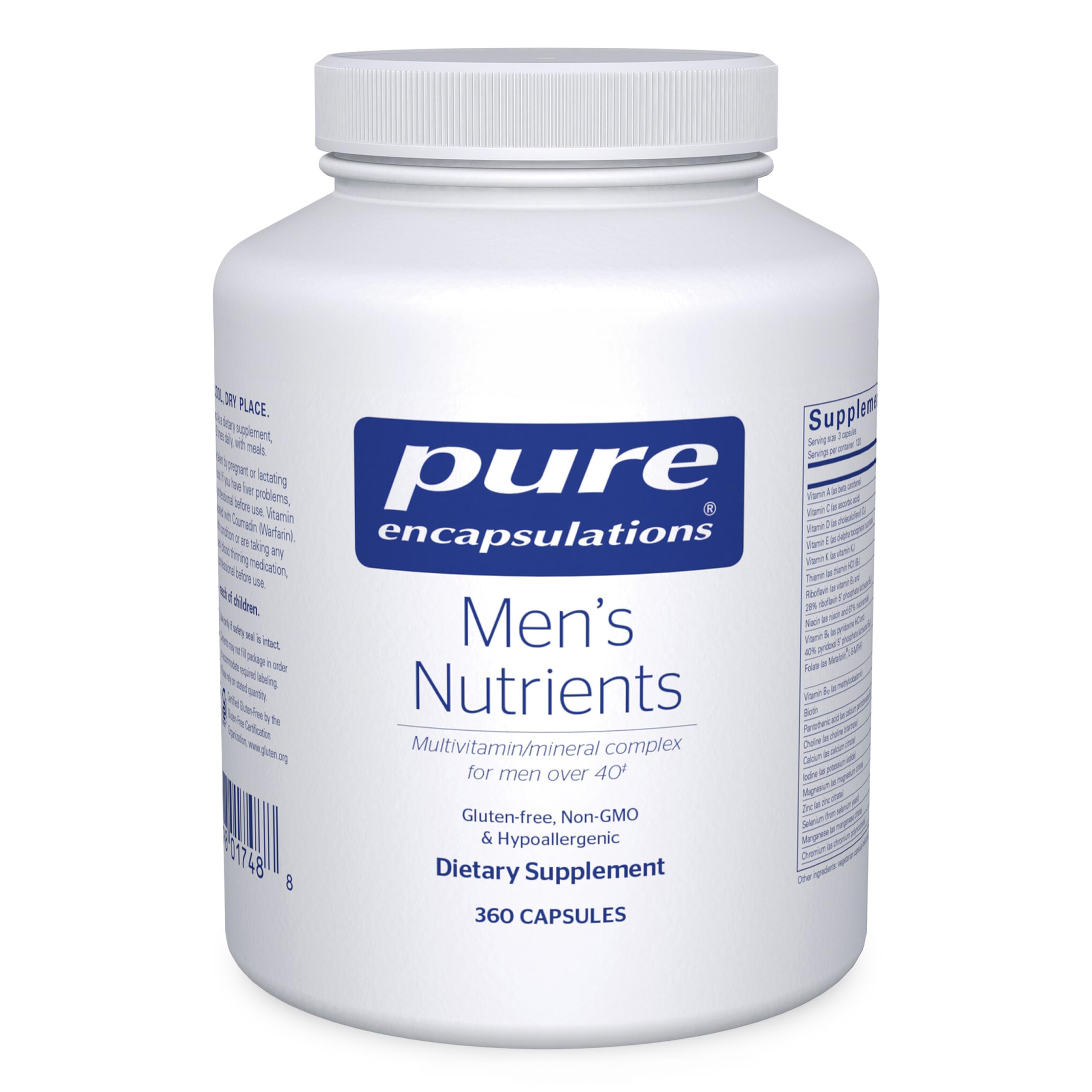 Pure Encapsulations Men's Nutrients - Multivitamin Mineral Supplement to Support Energy, Endurance & Stamina in Men Over 40* - Vitamin D & Vitamin C - Gluten-Free & Non-GMO - 360 Capsules
