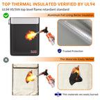 DocSafe Fireproof Document Bag (5200℉) with Fireproof Organizer Travel Case,Heat Insulated Fire＆Water Resistant 8 Layers Safe Money Bag Storage for Important Documents,Cash,Power Bank,Valuables,Black