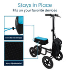 Vive Mobility Knee Walker Padded Gel Cover - Premium Comfort Gel Cushion, Accessory for Knee Scooters, Padded Accessories, Leg Cart Roller Improves Comfort During Injury, Fits Most Knee Trollys (Blue)