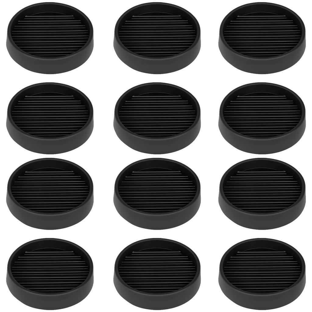 Non Slip Furniture Pads, 2.5” Round Rubber Caster Cups, 12 Pcs Furniture Coasters, Anti-Slip Gripper, Anti Slide Furnitures Feet Floor Protectors for Bed Couch Stoppers - Black