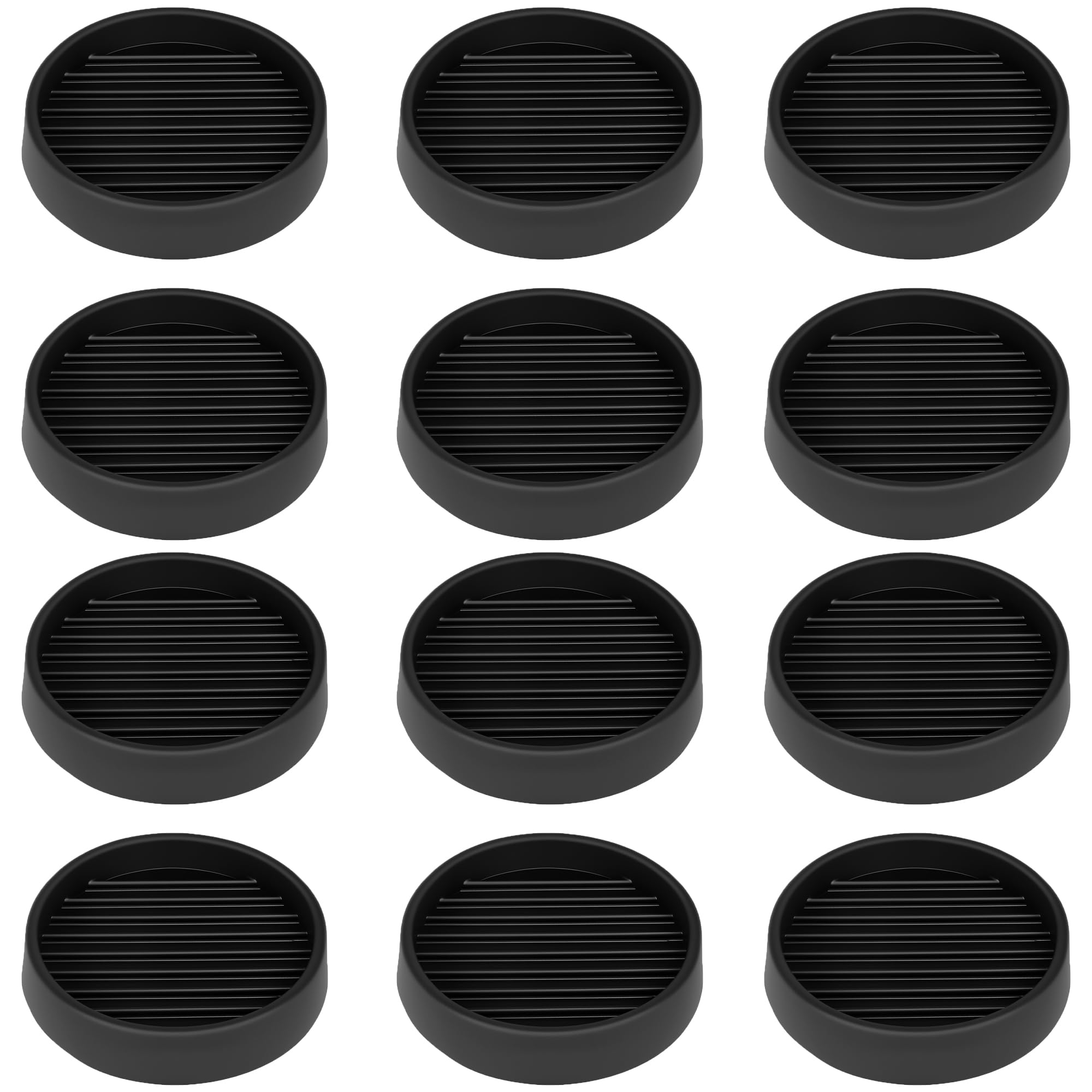 Non Slip Furniture Pads, 2.5” Round Rubber Caster Cups, 12 Pcs Furniture Coasters, Anti-Slip Gripper, Anti Slide Furnitures Feet Floor Protectors for Bed Couch Stoppers - Black