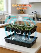 MetryGrow 48W Full Spectrum LED Grow Light Seed Starter Kit, 80-Cell Tray with 30W Heating Mat & Adjustable Dome, Waterproof Germination System for Healthy Indoor Seedlings