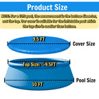 Pool Cover for Round Inflatable Swimming Pool, Round Pool Covers, Built-in Drawstring Dustproof Rainproof Foldable Above Ground Pool Cover (Blue, 10ft)