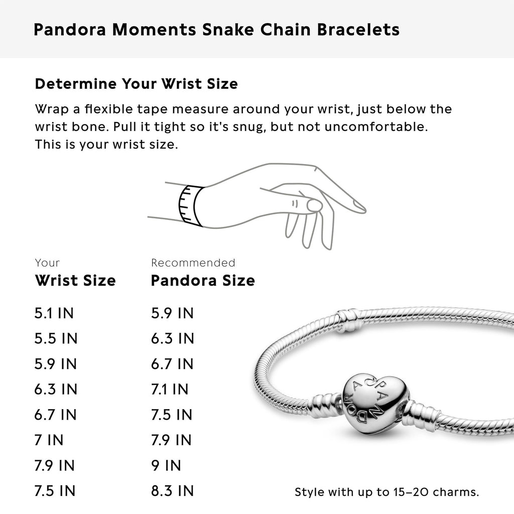 PANDORA Heart Clasp Snake Chain Bracelet - Heart Clasp - Romantic Jewelry for Her with Gift Box - Compatible Moments Charms - Sterling Silver - 6.7"