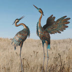 Oritty Crane Statues for Garden Decor, Metal Crane Yard Art Statues, 2PCS