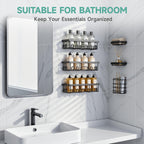 Veken Shower Caddy 6-Pack, Bathroom Organizers and Storage Shelves, Black