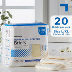 McKesson Ultra Plus Stretch Briefs, [80 Count], L/XL, 48-66 in. Incontinence Adult Diapers, Heavy Absorbency, Unisex, Disposable, Elastic Leg Gathers and Contoured Fit for Men and Women