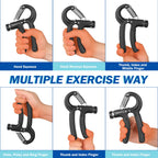 AIXPI Grip Strength Trainer, Hand Grip Exerciser Strengthener with Adjustable Resistance 11-132 Lbs (5-60kg), Forearm Strengthener, Hand Exerciser for Muscle Building and Injury Recover Black 1 Pack