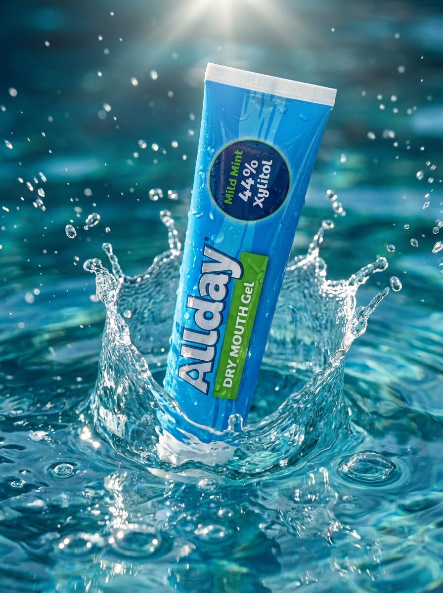 Allday Dry Mouth Treatment Gel - Maximum Strength Xylitol, Fast Acting, Non-Acidic (2 Tubes Inside One Box)