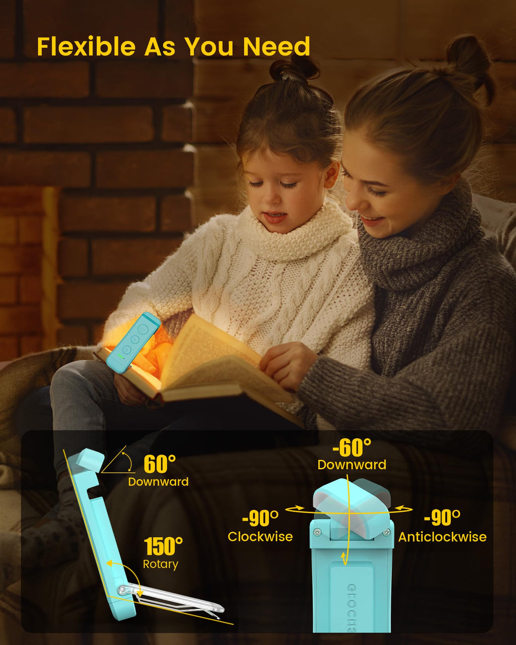 Glocusent USB Rechargeable Book Light for Reading in Bed, LED Reading Light
