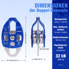 Double Block and Tackle Pulley System with 250Ft x 2/5'' Rope Pulley 6700 LB(30KN) Breaking Strength, 4:1 Lifting Power Sheave Pulley Hoist System for Garage, Attic Heavy Lifting