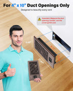 Hisummer Register Booster Fan for 4 x 10 Floor Vent Duct Openings, 150 CFM Airflow, 17 dB Quiet, 3s Thermostat Sensor, 10-Speed AC Vent Booster Fan with Remote, Easy Install (Oil-Rubbed Bronze)