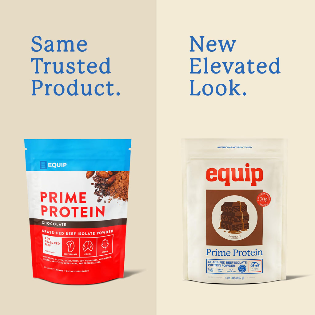 Equip Foods Prime Protein Powder | Clean, Grass Fed Beef Protein Powder | Carnivore Protein Isolate | Paleo, Keto Friendly | Gluten & Dairy Free | Helps Build & Repair Tissue | 30 Servings, Chocolate