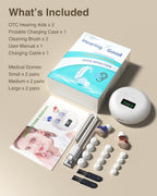 Hearing Aids (Not Amplifier) with Audio Tracker, Rechargeable Hearing Aids with Noise Reduction DSP Chip, OTC Hearing Aid for Seniors (CIC), 2 Modes & 5-Level Volume Control