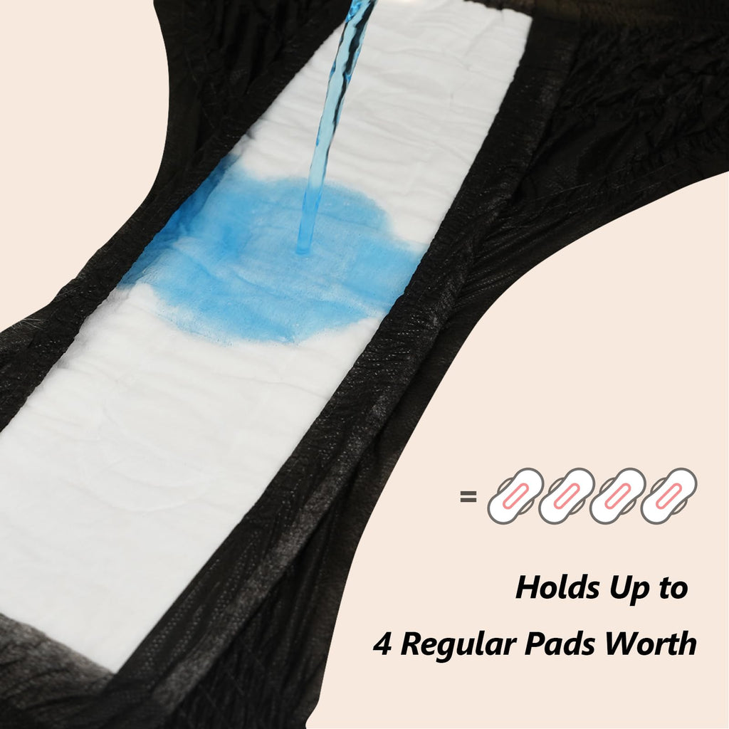 MOLLIS Disposable Period Underwear for Women, Postpartum Panties, Maternity Knickers Heavy Flow Leak Proof, Black (Large/XLarge, Count, 16)