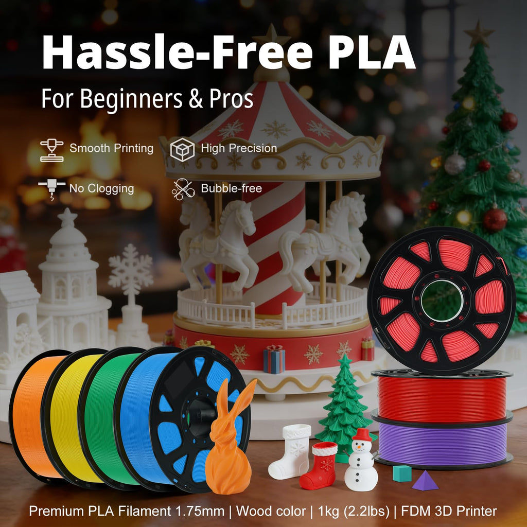 Kingroon Wood Color PLA Filament 1.75mm, 1kg Spool (2.2lbs), +/- 0.03mm Accuracy, Clog-Free 3D Printer Filament for Most FDM 3D Printers