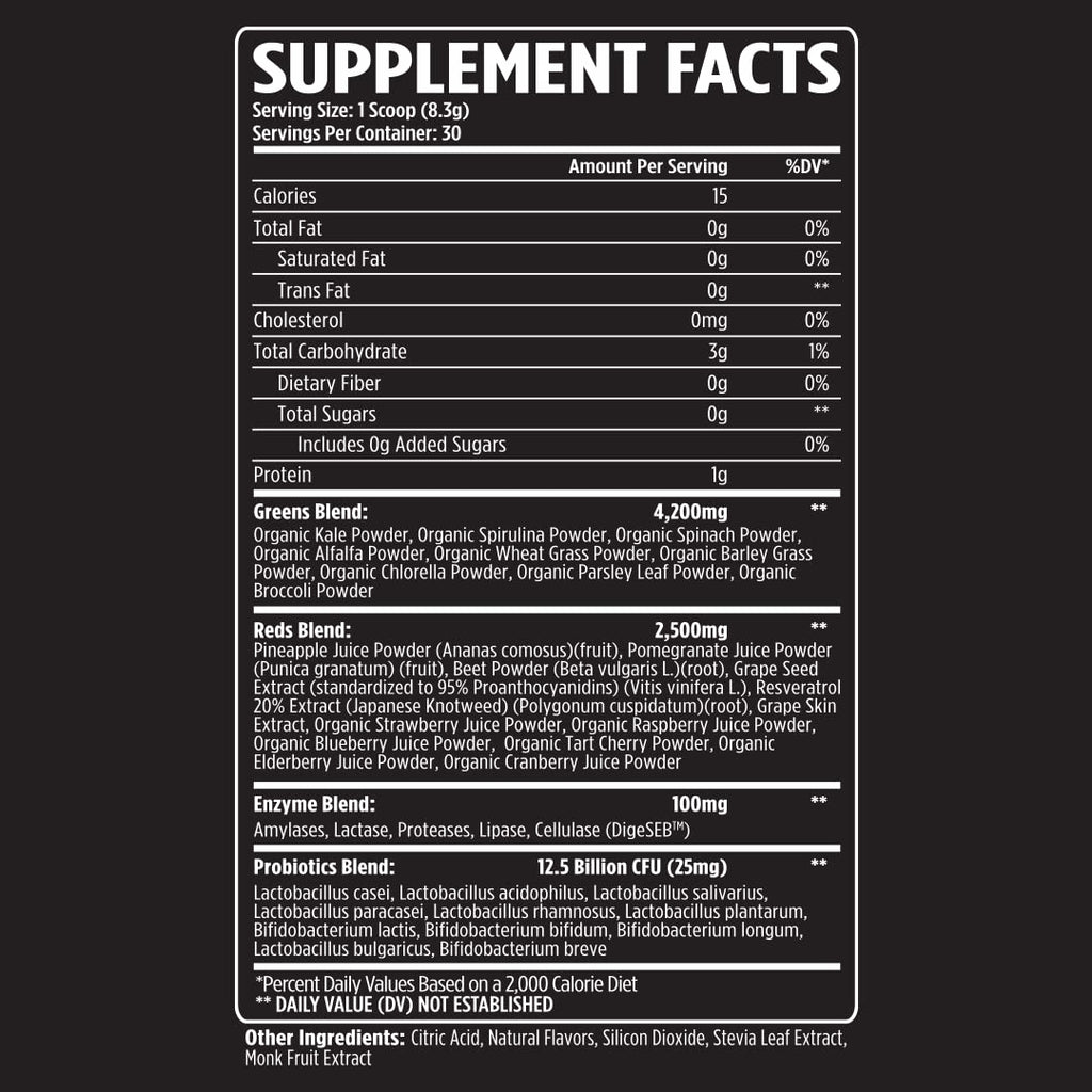 VMI Sports Greens + Reds Advanced Superfood Immunity and Gut Health | Enzymes & Probiotics | 30 Servings (Raspberry Lemonade)