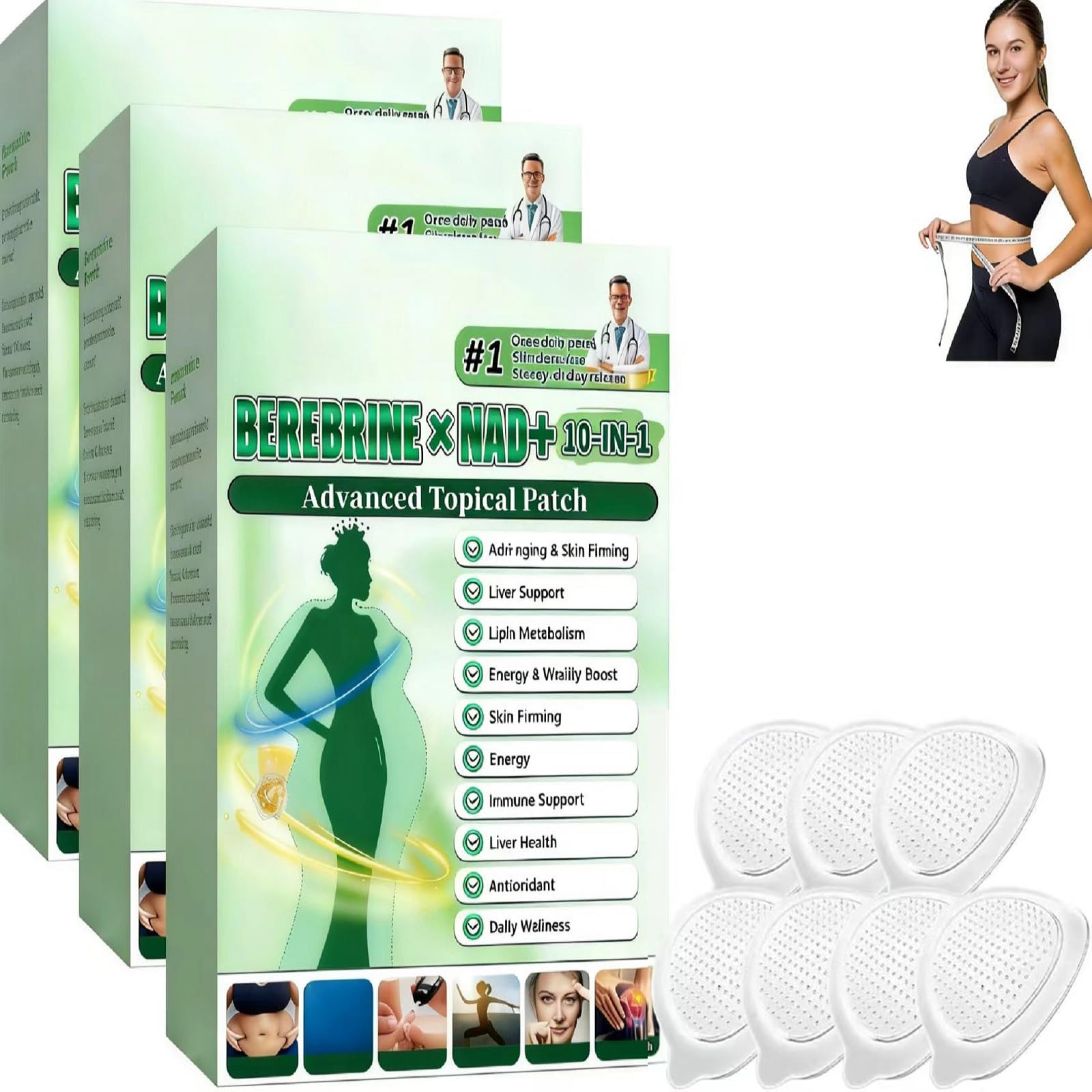 Sialicess Moringa 10-In-1 Advanced Nano Microdarts Patch, Sparklyra 10-In-1 Patch, Firms Skin; Natural Ingredients Suitable for All Skin Types(3 box)