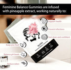 nuora Feminine Balance Gummies, Vegan Hawaiian Pineapple, pH Balance, Healthy Odor, Flora and Immune Support, Vaginal Health Support, 60 Count