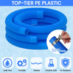 Poolvio 1.5" x 59" Above Ground Pool Hoses, 3-Pack, Blue- Heavy Duty UV Resistant Leak-Proof Replacement Hoses with 6 Metal Thumb Clamps, Perfectly Fits Intex Filter Pumps & Pool Surface Skimmers