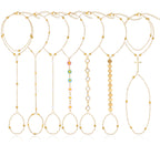 BOMAIL 7Pcs 14K Gold Plated Gold Hand Chain Bracelets for Women