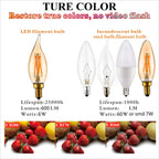 LiteHistory Dimmable 4W 2200K Amber CA10 led Bulb E12 Candelabra led 250lm, Warm White, 40W Flame tip 6Pack