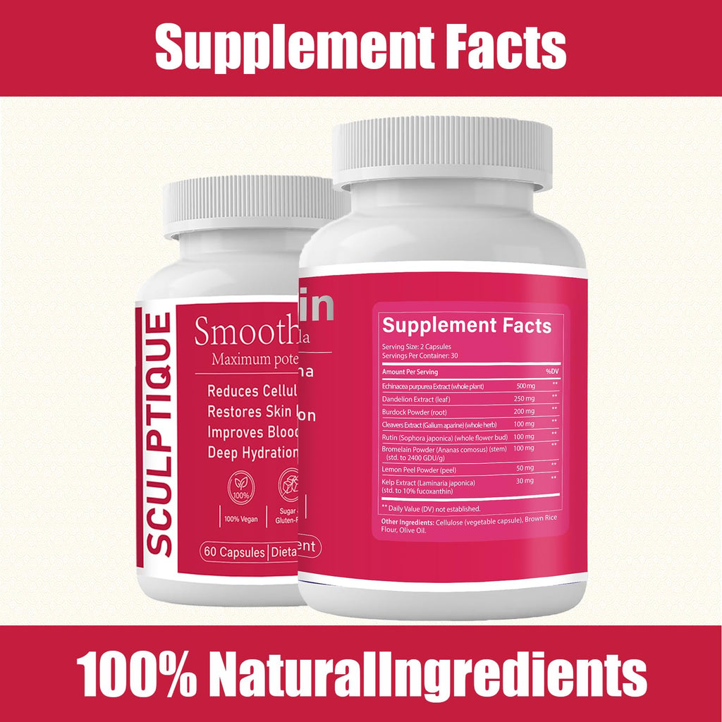 ZUTTL Plant-Based Smooth Skin & Circulation Support Capsules – Helps Reduce Cellulite Appearance, Supports Skin Elasticity, 60 Vegan Capsules, Gluten-Free & Sugar-Free (1PC)