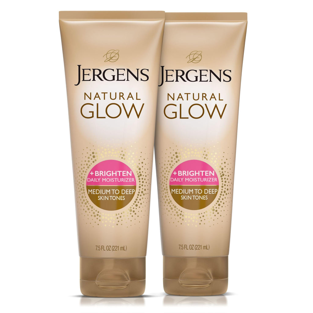 Jergens Natural Glow Self Tanner Body Lotion, Daily Sunless Tanning, Medium to Deep Skin Tone, Daily Moisturizer with Coconut Oil, Vitamin E and Antioxidants, 7.5 Oz, Pack of 2