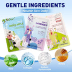 54 Pack Bulk Sheet Face Masks Skincare, Hydrating and Moisturizing Face Mask for All Skin Types, Collagen Facial Masks for Skin Care, Easter Basket Stuffers, Mothers Day Gifts (9 Types x 6 Pcs)