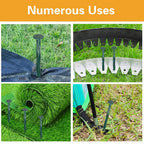 Bakulyor 100 Pack Metal Landscape Stakes, 8 Inch Artificial Grass Nails, 6 Gauge Large Landscaping Staples, Green Edging Anchor Stake for Garden Ground Lawn Paver Timber Border Weed Barrier Spikes 8"