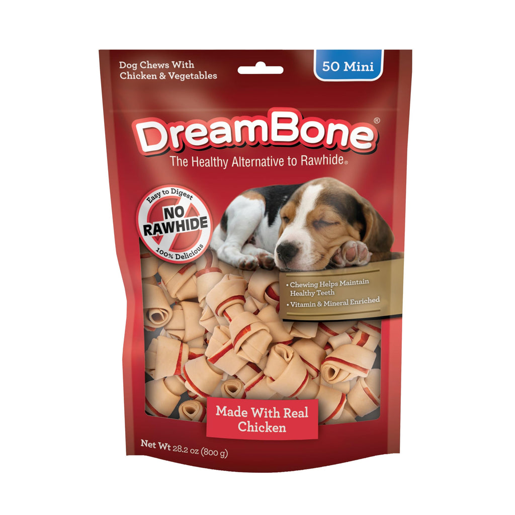 DreamBone Mini Bone Rawhide-Free Dog Treats With Real Protein, 50 Count