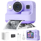 Instant Print Camera for Kids,2.4 Inch Screen Kids Instant Cameras, Christmas Birthday Gifts for Girls Age 3-12, Portable Toddler Toy for 3 4 5 6 7 8 9 10 Year Old Girls Boys Purple