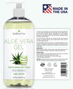 KinRose Care, 16oz Organic Aloe Vera Gel for Face, Skin, Hair & Sunburn Relief - From 100 Percent Pure Aloe Vera - Cold Pressed, Vegan, Unscented - Made in USA.