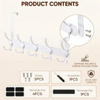 Encozy Over The Door Hooks,Coat Rack for Hanging Clothes Hat Towel (Heavy Duty White 2pcs)