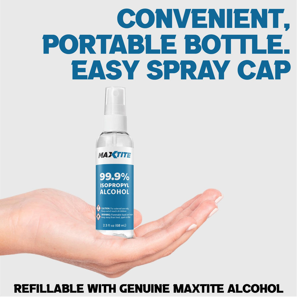 MaxTite 99.9% Isopropyl Alcohol - 2.3 fl oz Spray, 2 Pack - Made in The USA