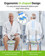 Ergonomic H-Shaped Shower Chair for Elderly and Disabled with Padded Back & Arms,500 lbs Heavy Duty Adjustable Shower Stool Seat for Easy Cleaning, Anti-Slip Bath Chairs for Bathtub