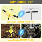 Altdorff Hand Tiller for Gardening, Garden Claw Manual Tiller with Ergomomic Handle, Steel Cultivator Tiller Lawn Aerator Tool Soil Lossener for Gardening Bed and Plant Box