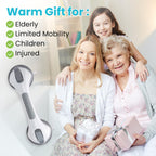 TAILI Shower Grab Bar Glow in The Dark, 2 Pack 12.2 in Grab Bars for Bathtubs and Showers,Shower Handles Shower Rails for Seniors and Elderly,Bathroom Safety Grip Removable No Drilling Waterproof Grey