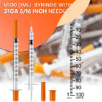 1ml/cc Syringe with Needle, 31 Gauge 5/16 Inch(8mm) Pack of 25
