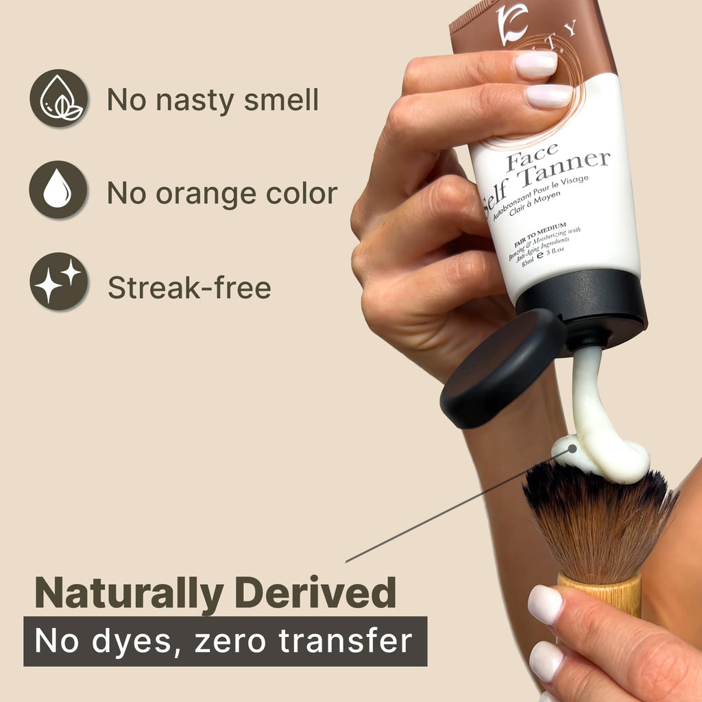 Face Tanner - USA Made with Natural & Organic Ingredients, Gradual Facial Self Tanner Lotion for Natural-Looking Fake Tan & Streak-Free Natural Glow