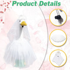 Earssa Porch Goose Outfit for 23" 17" Bride Goose Costume Wedding Dress with Tiara& Tutu Skirt Princess Clothes Statue for Outdoor Garden & Wedding Events