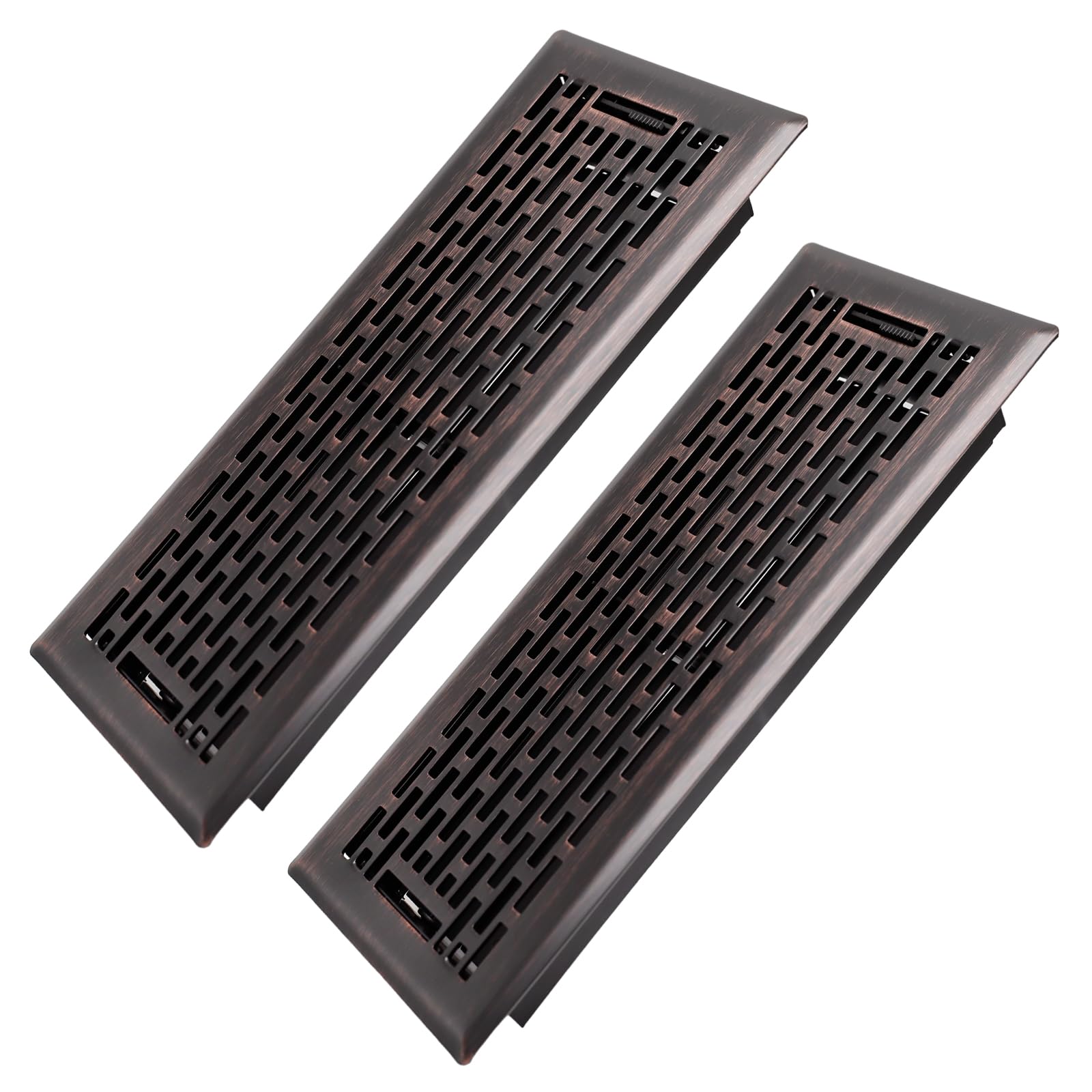 Howeall 4x12 Inches 2 Pack Heavy Duty Walkable Floor Register - Easy Adjust Air Supply Lever Decorative Floor Vent Covers - Boston Design Vent Covers for Home - Oil Rubbed Bronze