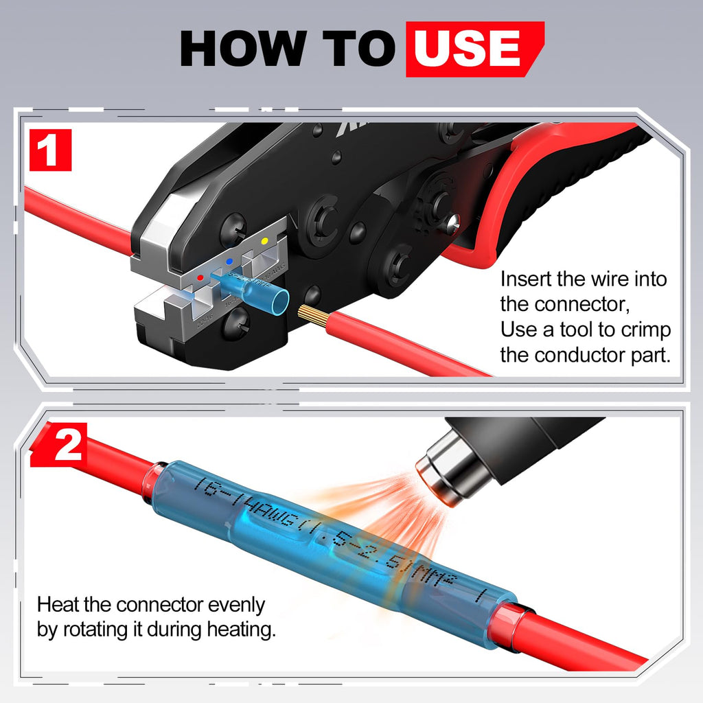 Heat Shrink Wire Butt Connector Kit Marine Waterproof Crimp Splice Terminal
