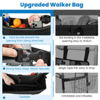 ZHCHG Walker Basket for Seniors, Walker Accessories, Folding Walker Bag with Large Capacity & Never Tipping Over, Best Gift- Black (Not Fit Rollator Walkers)