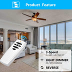 Replacement Remote for Hampton Bay Hunter Ceiling Fan Remote Control, 303.9MHz w/Reverse Light Dimmer 3-Speed Wall Mount, for UC7078T CHQ7078T CHQ8BT7078T L3H2010FANHD Fan-HD HD6(Remote Only)