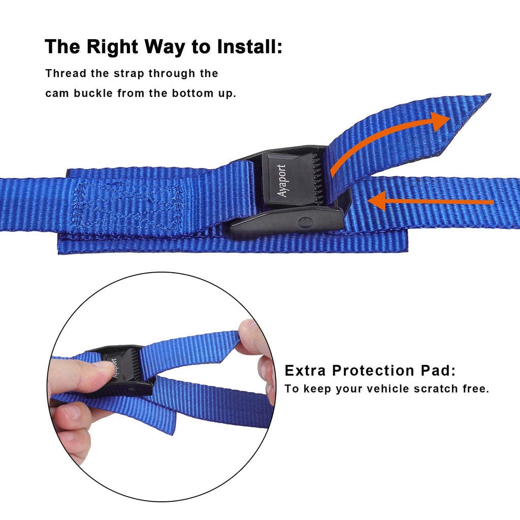Ayaport Lashing Straps with Buckles Adjustable Cam Buckle Tie Down Cinch Strap for Packing Blue
