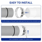 Pool Hoses for Above Ground Pools 1.5" Diameter x 59" Long, 2 Pack 1.5 Inch Above Ground Pool Hose Replacement Compatible with Intex Coleman Surface Skimmer, Filter Pump Hose, with 4 Metal Clamps