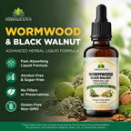 HEBRALICIOUS Wormwood Black Walnut Clove Parasite Cleanse – Herbal Liquid Drops with Pumpkin Seed, Garlic & Oregano Oil – Alcohol-Free Tincture Supplement, 4 fl oz (120 ml)